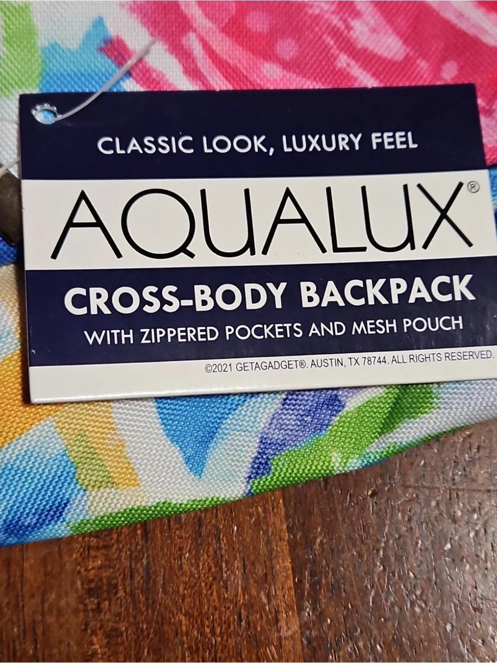NEW Aqualux FLAMINGO Crossbody Sling Bag Backpack Zippered Pockets & Mesh Pouch